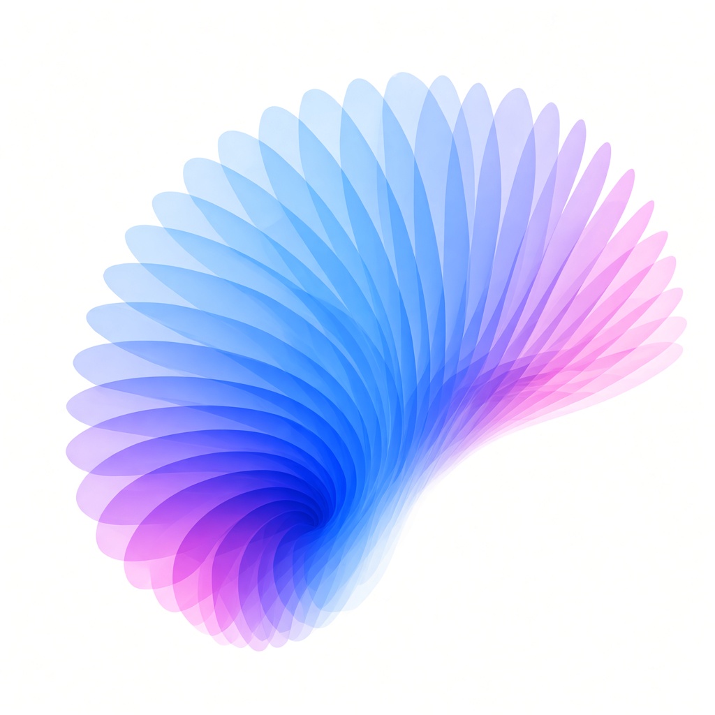 Abstract blue and pink layered illustration expanding at scale